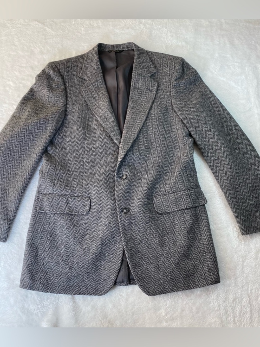Mark Alexander Herringbone Wool Blazer 42EXL Tweed Sport Coat Gray Black